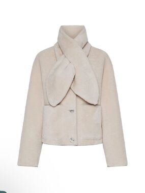 MARELLA Cream Scarf Collar Jacket - Women's Cozy Coat